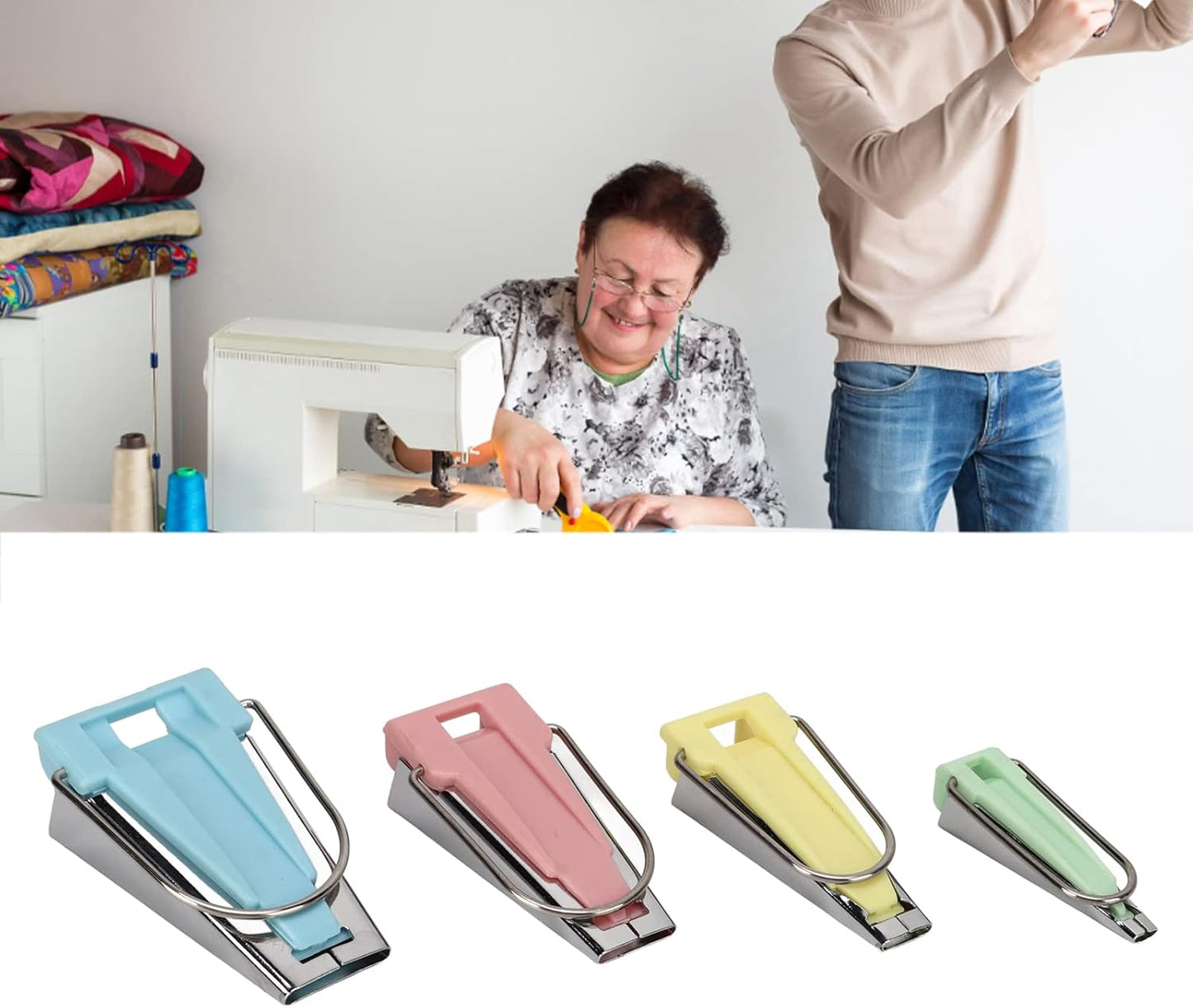 Bias Tape Makers Kit 4 Size costura, 1/4inch 1/2inch 3/4inch 1inch DIY Quilting Tools Kit for Hem Sewing and Quilting