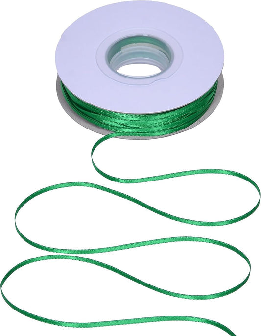 YAMA Green Double Faced Satin Ribbon 1/8 Inch 100 Yards Ribbon for Gift Wrapping Crafts Hair Bows Wedding Party Decoration