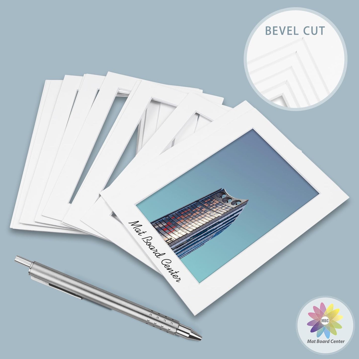 MBC MAT BOARD CENTER, 10 Pack 16x20 for 11x17 White Picture Mats Frame Mattes, Bevel Cut, Acid Free, 4-ply Thickness