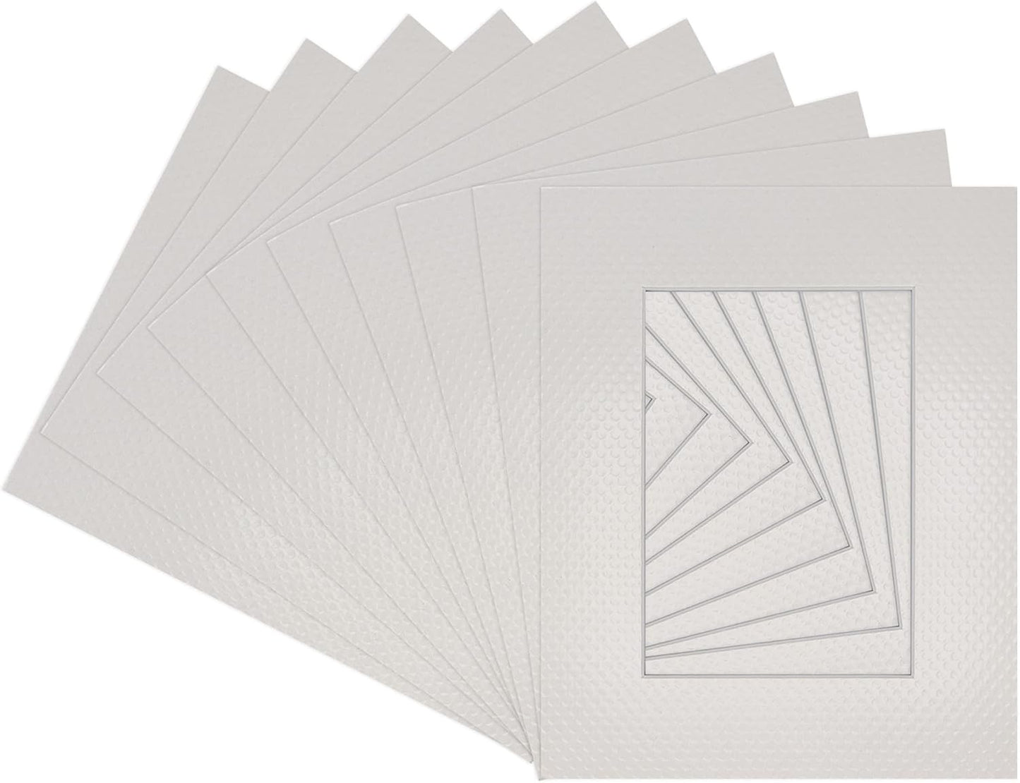 Pack of 25 Acid Free 11x14 Mats Bevel Cut for 8.5x11 Photos - Golf Ball Texture Precut Matboards for Pictures, Photos, Framing - 4-ply Thickness