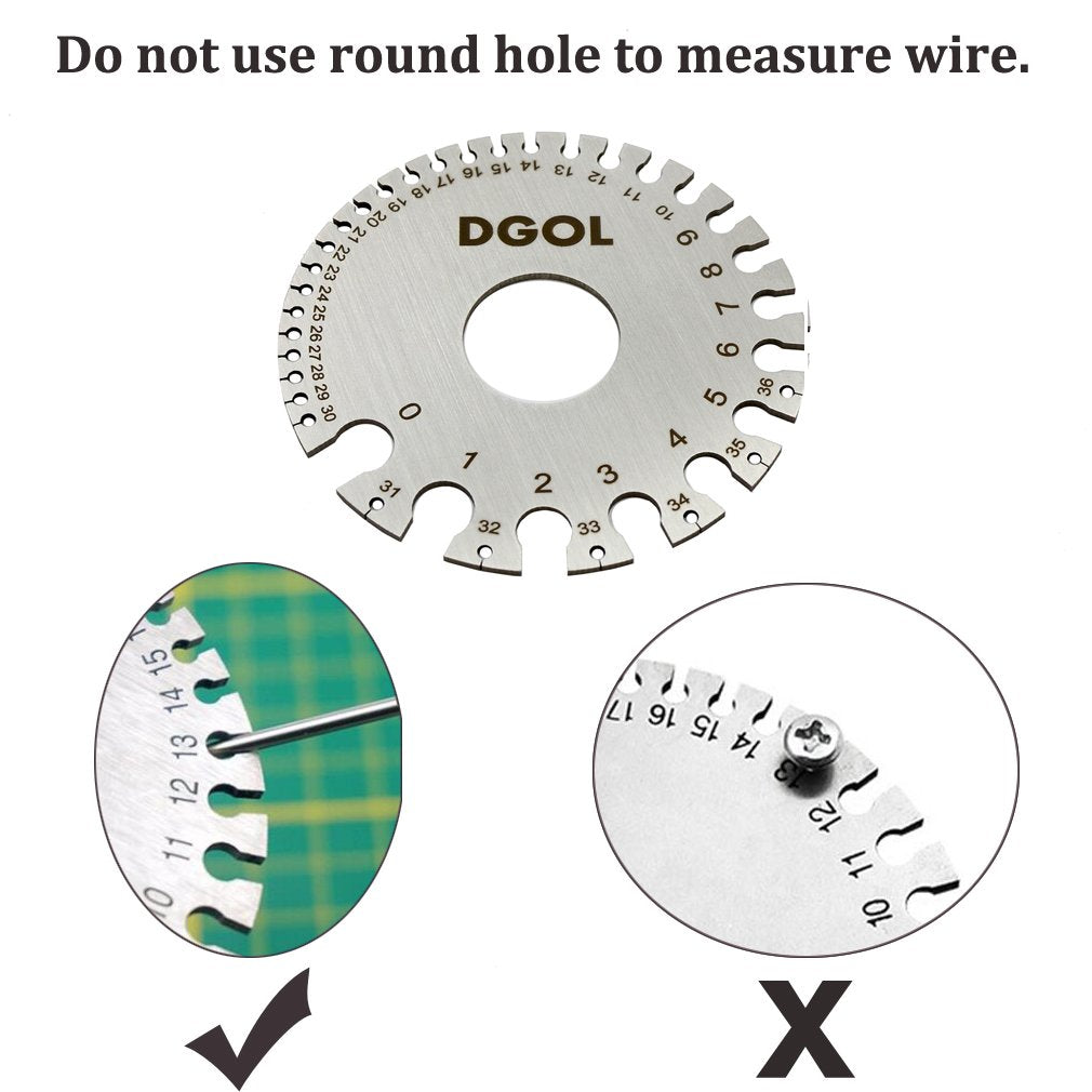 DGOL Stainless Steel SWG Sheet Metal Wire Cable Gage Standard Thickness Gauge with Very Clear Numbers and Letters
