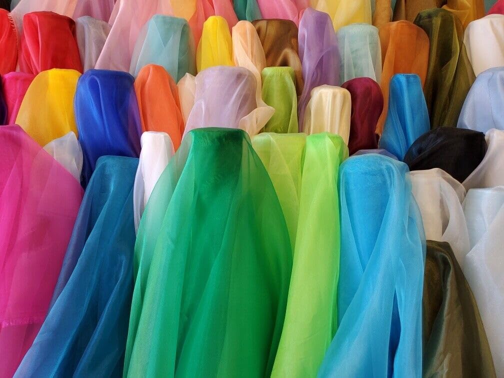 Organza Fabric 5 Yard Bridal Solid Sheer Organza Fabric Bolt for Wedding Dress, Fashion, Crafts, Decorations Silky Shiny Organza 44" - (5 Yard, Dusty Pink)