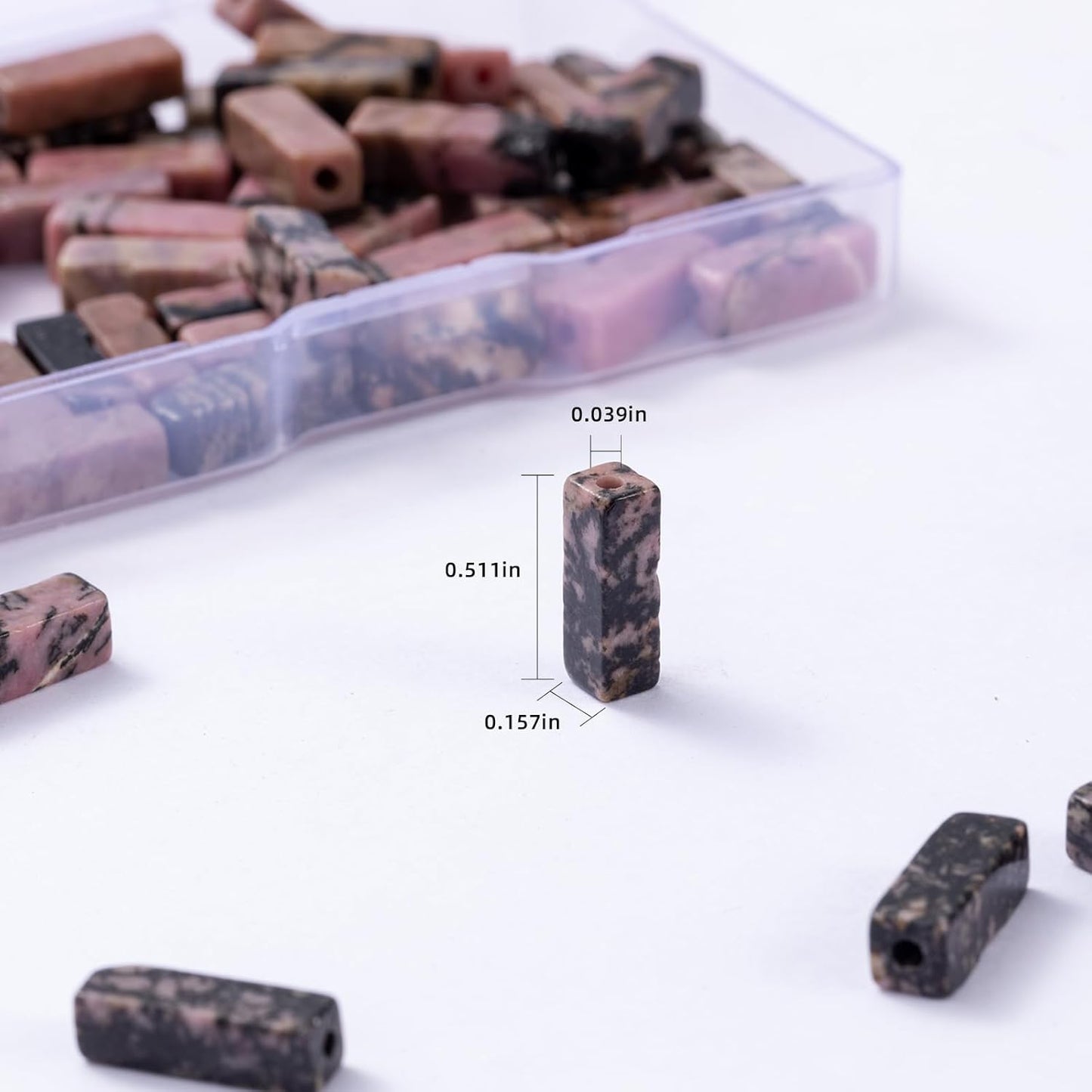 Natural Rhodochrosite Rectangle Tube Beads 4x13mm 38cm/str Loose Semi Gemstone Stone Beads for Making Bracelets Necklace Earrings