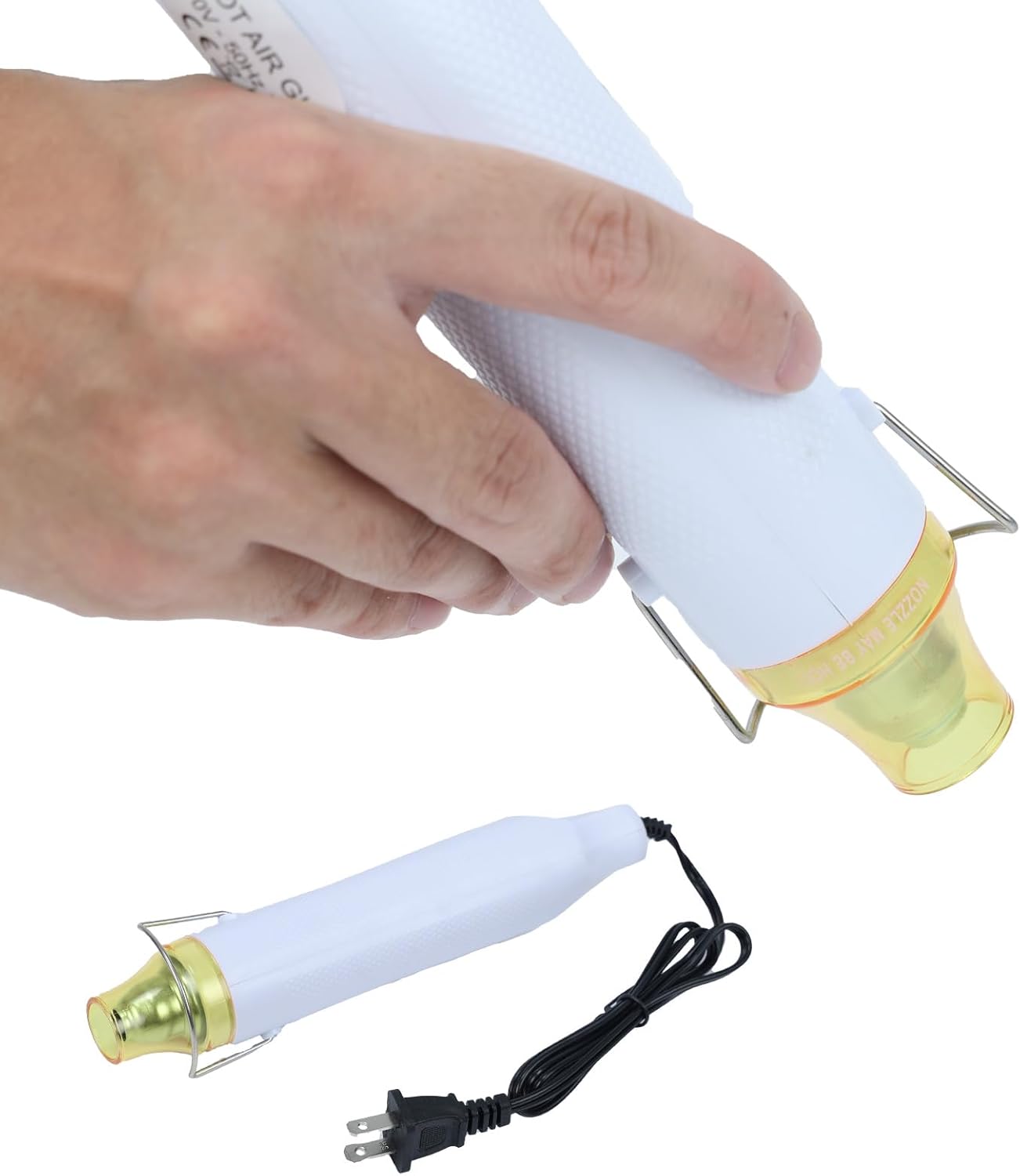 Heat Gun for Crafting, 110V 300W Handed Hot Air Gun, 3.28FT Ultra-Long Cable Portable Heat Gun with Stand and Power Cord for Shrinking Wrapping PVC, DIY Embossing and Drying Paint (White)