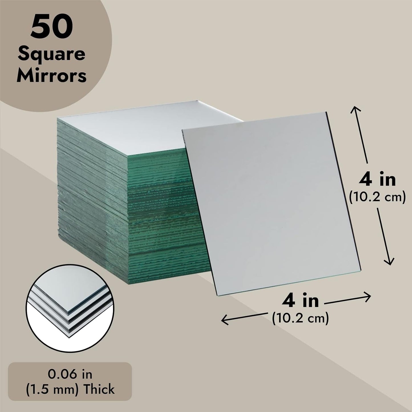 Bright Creations Square Mirror Tiles - 4 in, Silver, Pack of 50 - for Crafts & Table Centerpieces - Mirror Mosaic Tiles