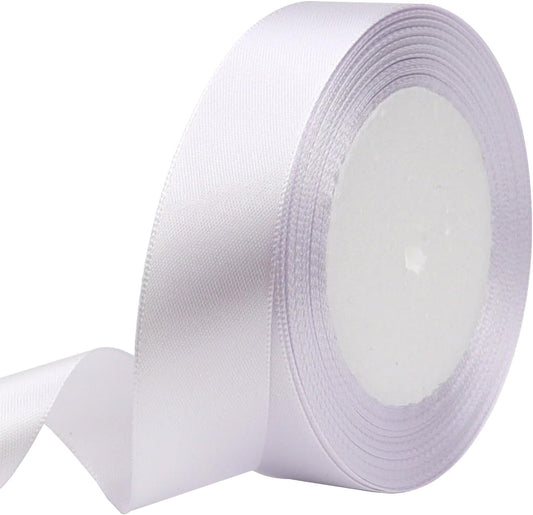 White Solid Satin Ribbon 1 Inch 25 Yards Solid Polyester Fabric Ribbon for Gift Wrapping Wedding Christmas Baby Shower Birthday Party Decoration Handmade Immortal Flower Craft