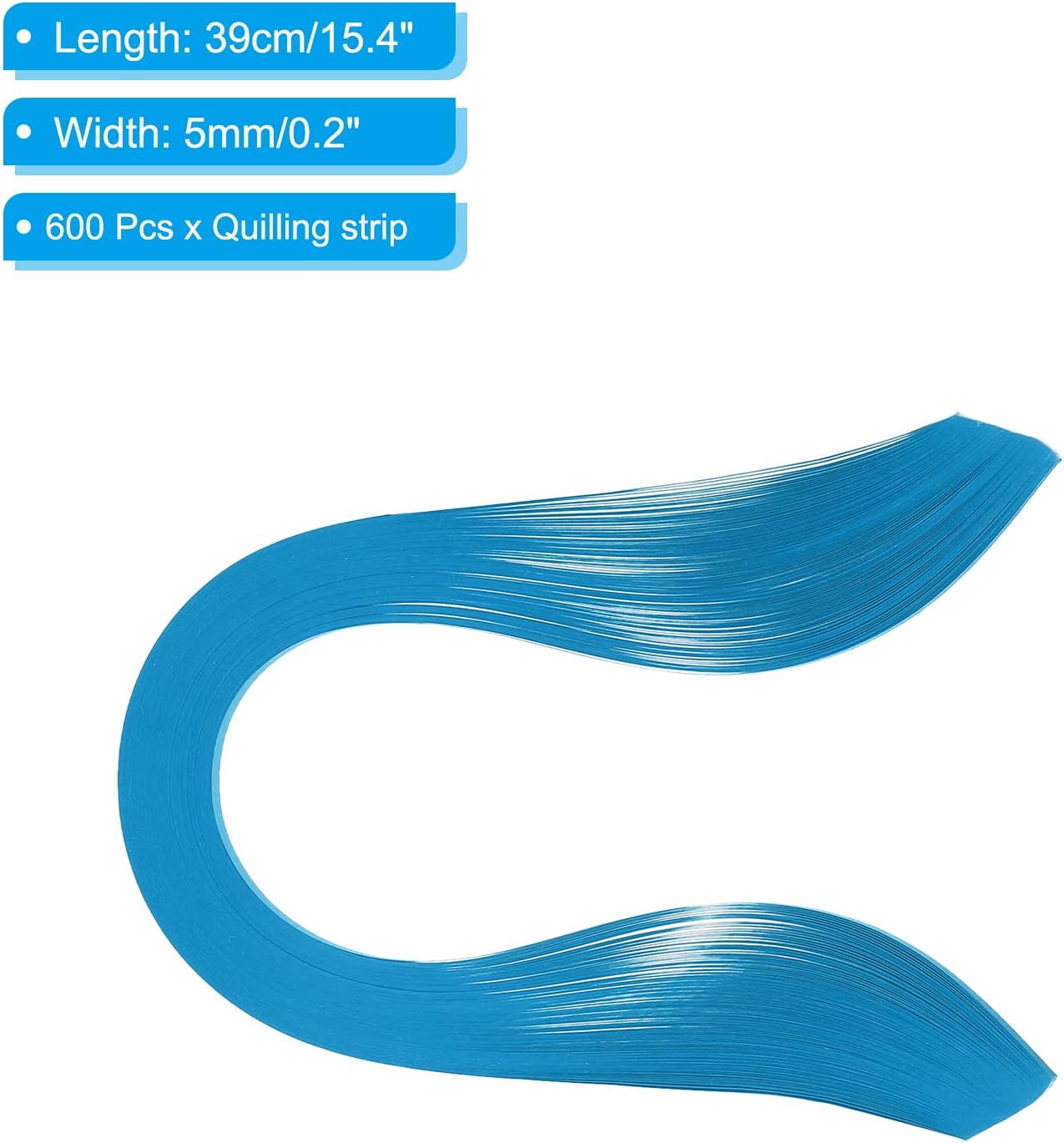 PATIKIL Quilling Strips Paper 600pcs 5mm 39cm Origami Paper Quilling Kits for Art DIY Hand Craft Christmas, Aquamarine Blue