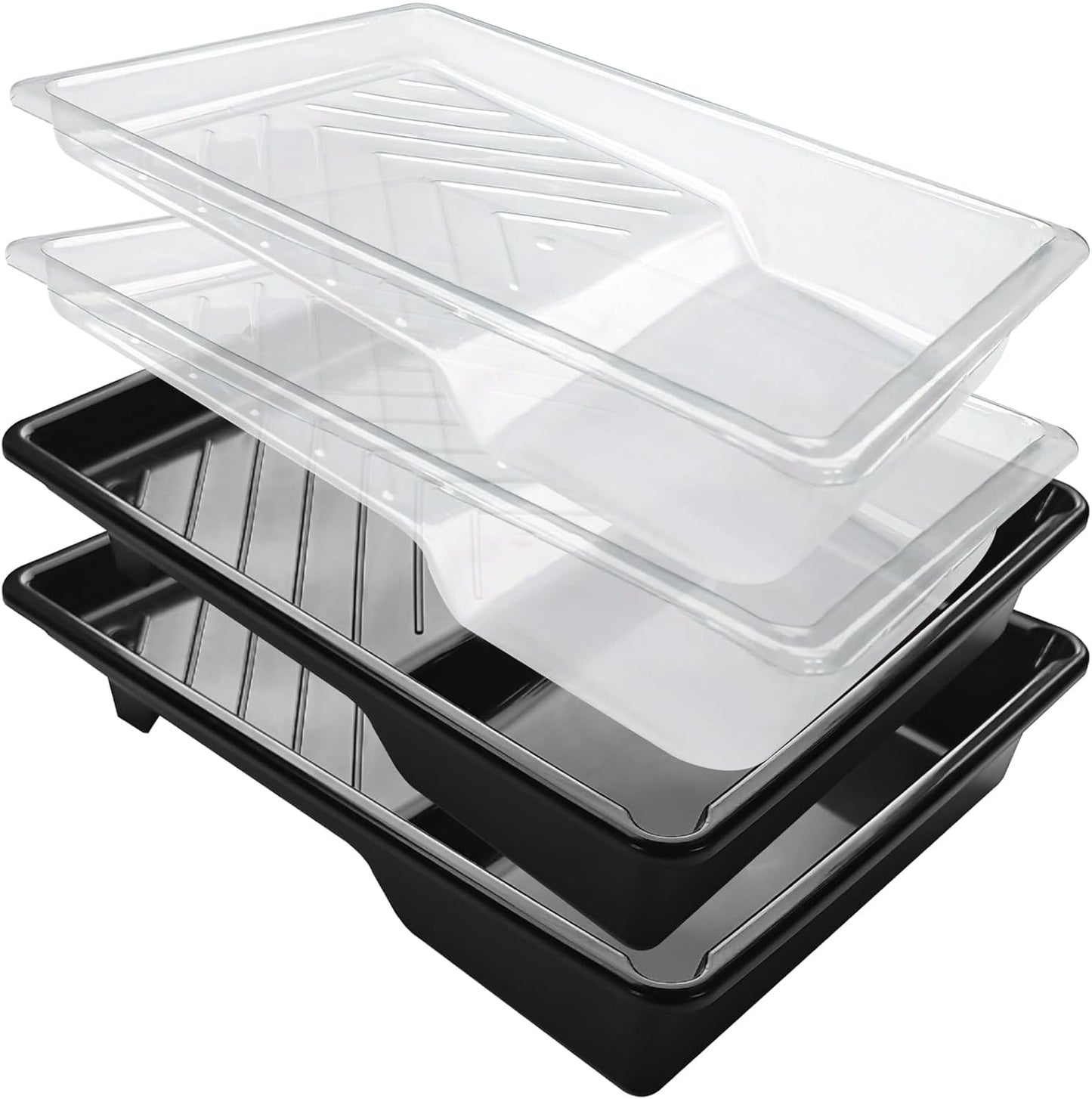 Great Andrew 4 Pack Paint Tray Liners 7 Inch, 2 PC Sturdy Plastic Tray with 2 PCS Disposable Paint Tray Liners, Paint Roller Trays, Paint Pan Liners for DIY Painting Projects, Walls, Furniture