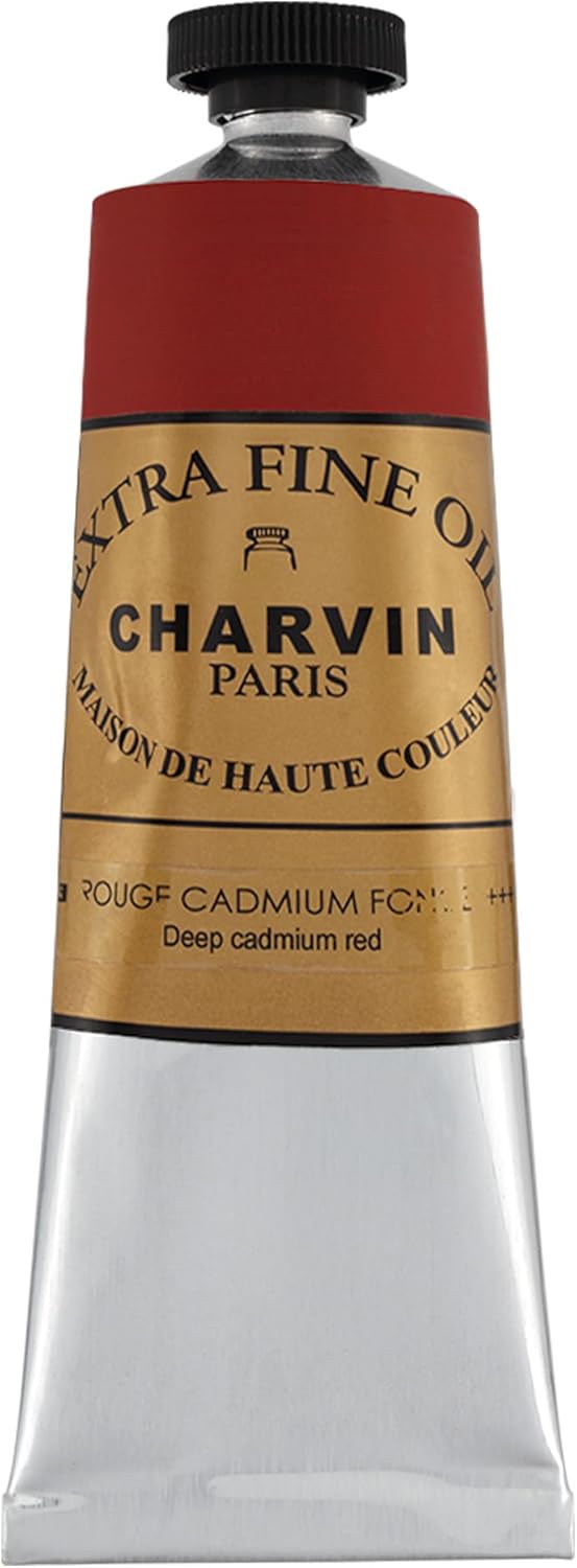 Charvin Extra Fine Oil Paint, Cadmium Red Deep 60 mL - Triple-Milled, Rich Texture, Poppy Oil-Based, Light-Fast, Handmade, Archival Quality