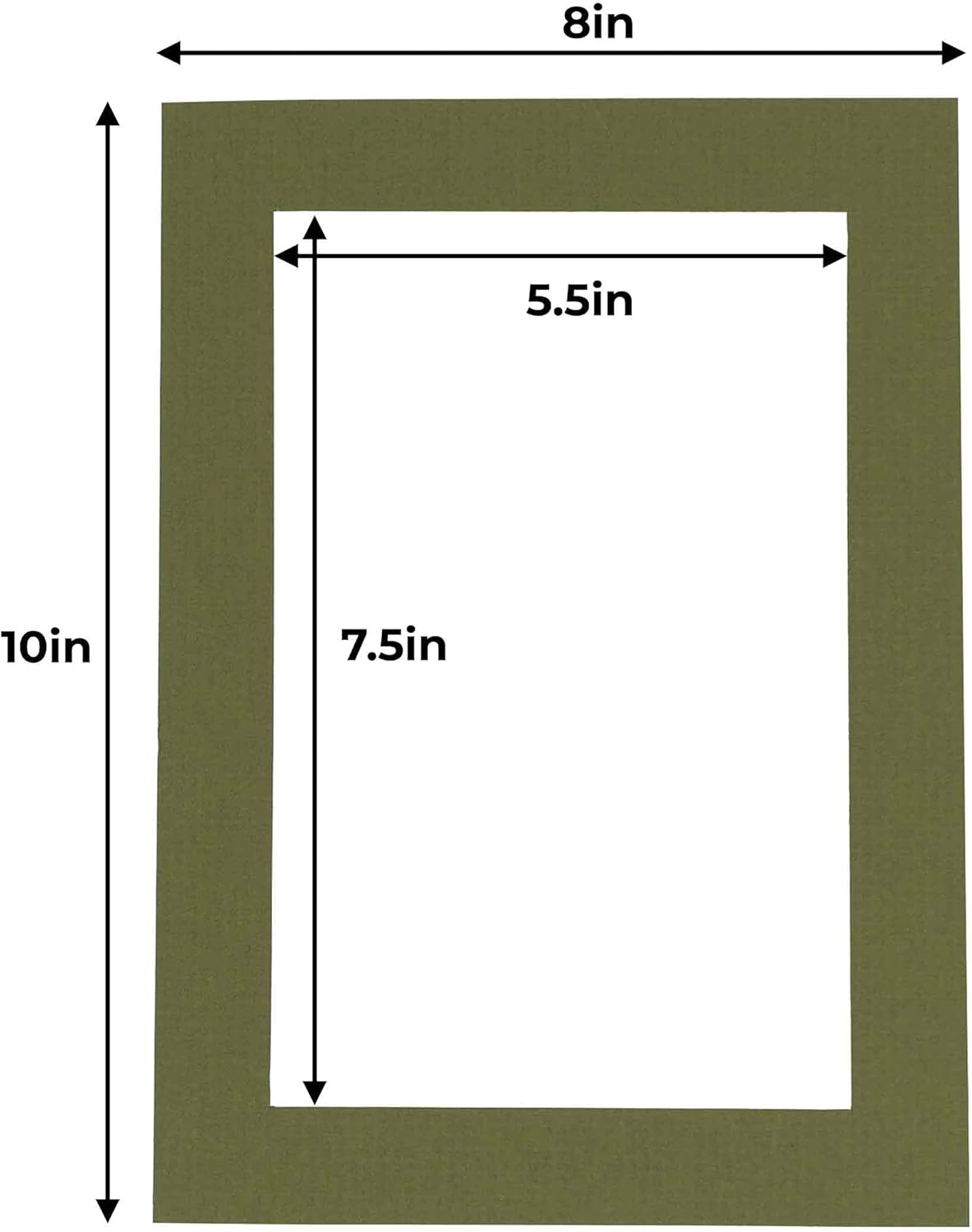 8x10 Mat for 6x8 Photo - Precut Dill Green Picture Matboard for Frames Measuring 8 x 10 Inches - Bevel Cut Matte to Display Art Measuring 6 x 8 Inches - Acid Free Pack of Ten MATS