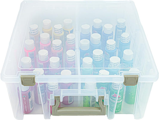 ArtBin 6990AB Super Satchel Double Deep Compartment Box - Art Storage with 8 Removable Compartments, Smart Closure for Craft Supplies (Gold- Pack of 1)