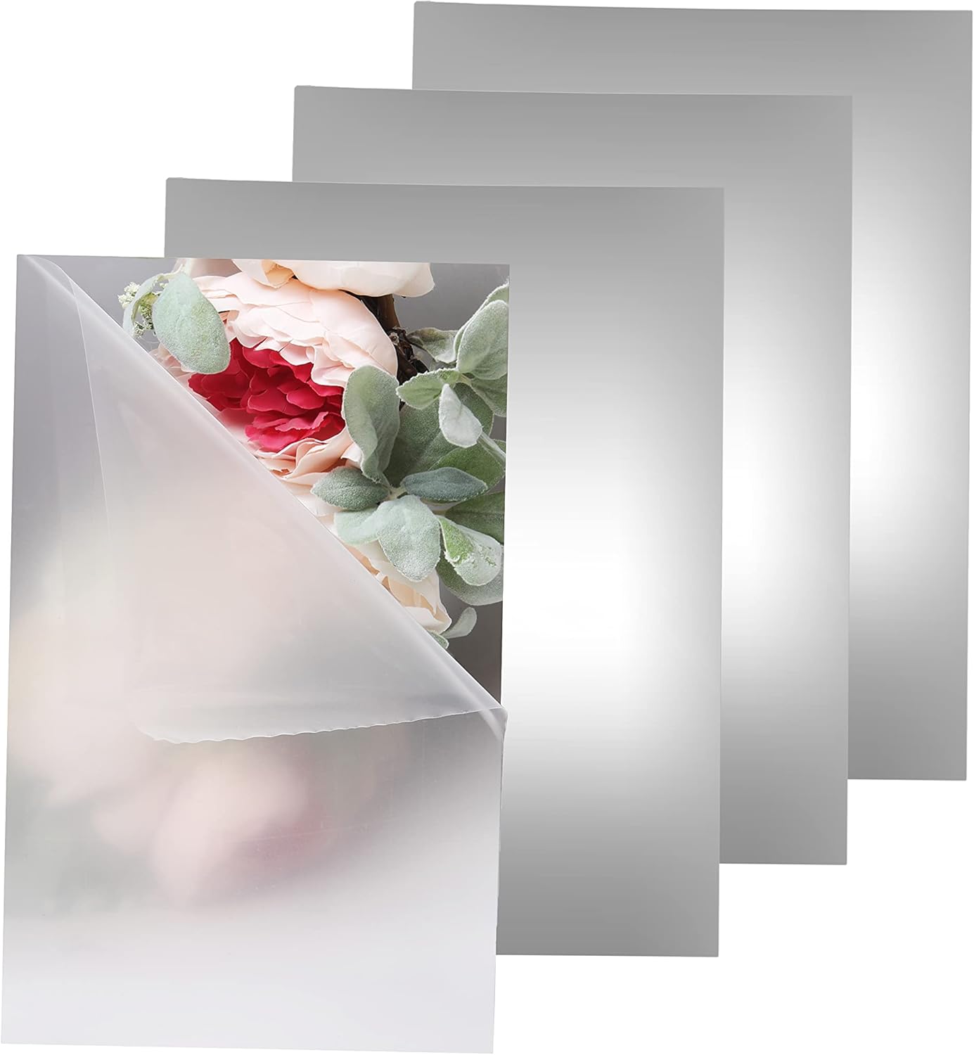Adhesive Mirror Sheet 6 x 9 Inches Flexible Mirrors Sheets (8 Pack) | Non-Glass Self Adhesive Stick on Mirror Tiles | Cut Mirror Paper to Size, Peel and Stick, Great for Crafts and Mirror Wall