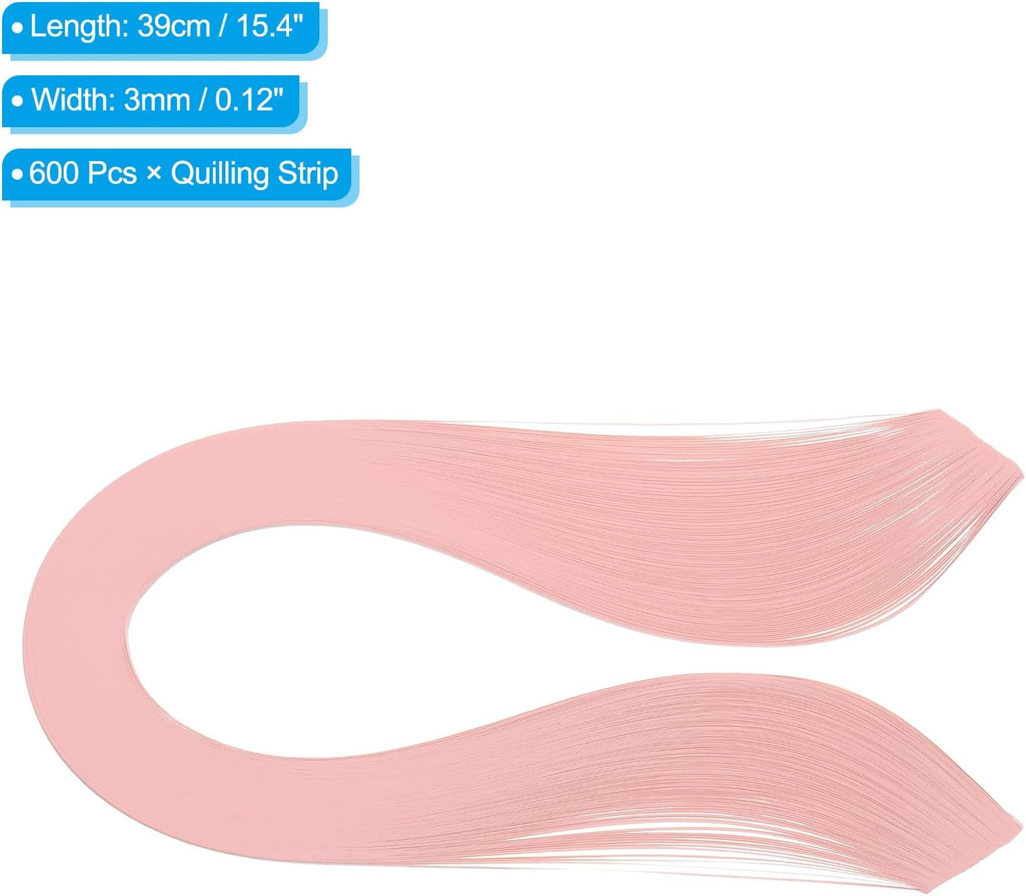 PATIKIL 600pcs Quilling Strips Paper 1/8"(3mm) 39cm Origami Paper Quilling Strip for Art DIY Hand Craft Christmas, Light Pink