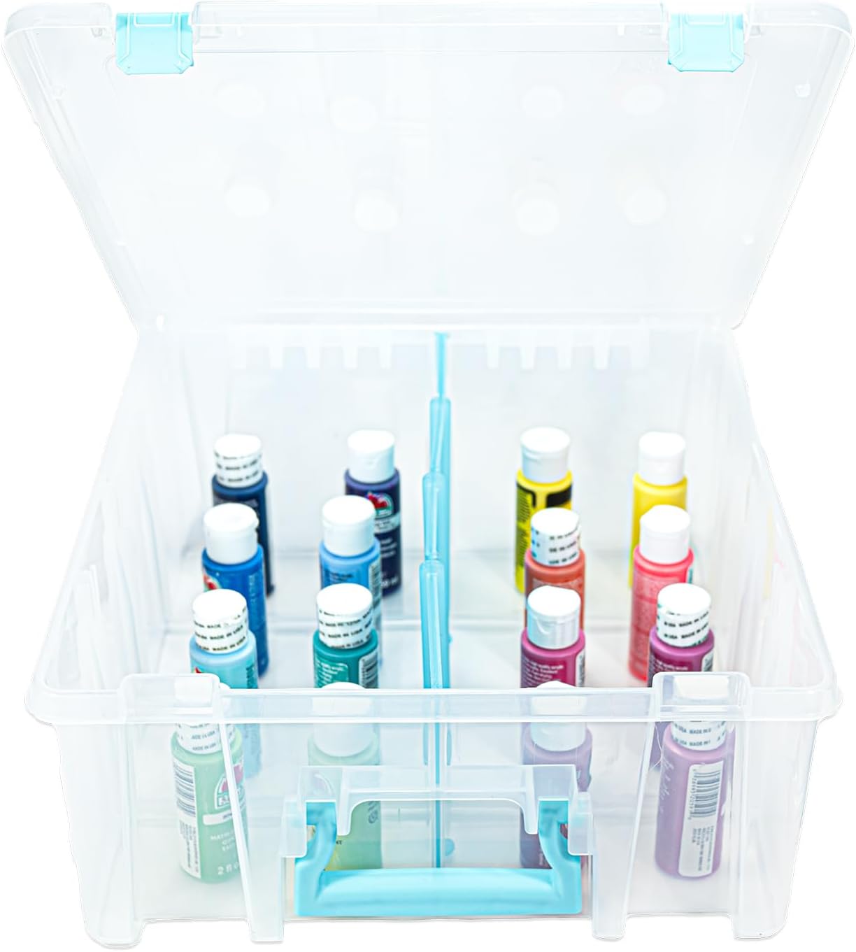 ArtBin 6990RH-AMZ Super Satchel Double Deep Compartment Box - Art Storage with 8 Removable Compartments, Smart Closure for Craft Supplies (Aqua- Pack of 3)