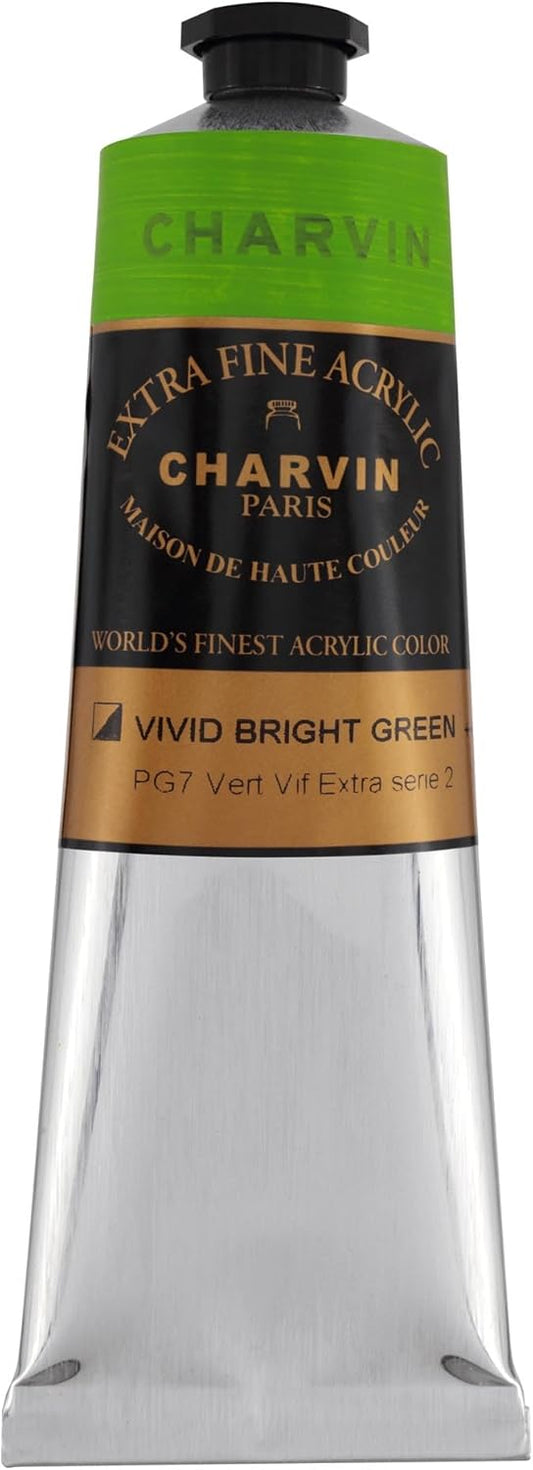 Charvin Extra Fine Professional Artist Acrylic Paint Colors, Nature Themed Hues, 150ml Vivid Bright Green