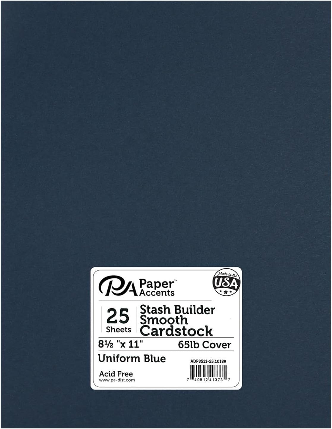 Accent Design Paper Accents Stash Builder Cardstock 8.5" x 11" Uniform Blue, 65lb Colored cardstock Paper for Card Making, Scrapbooking, Printing, Quilling and Crafts, 25 Piece Pack