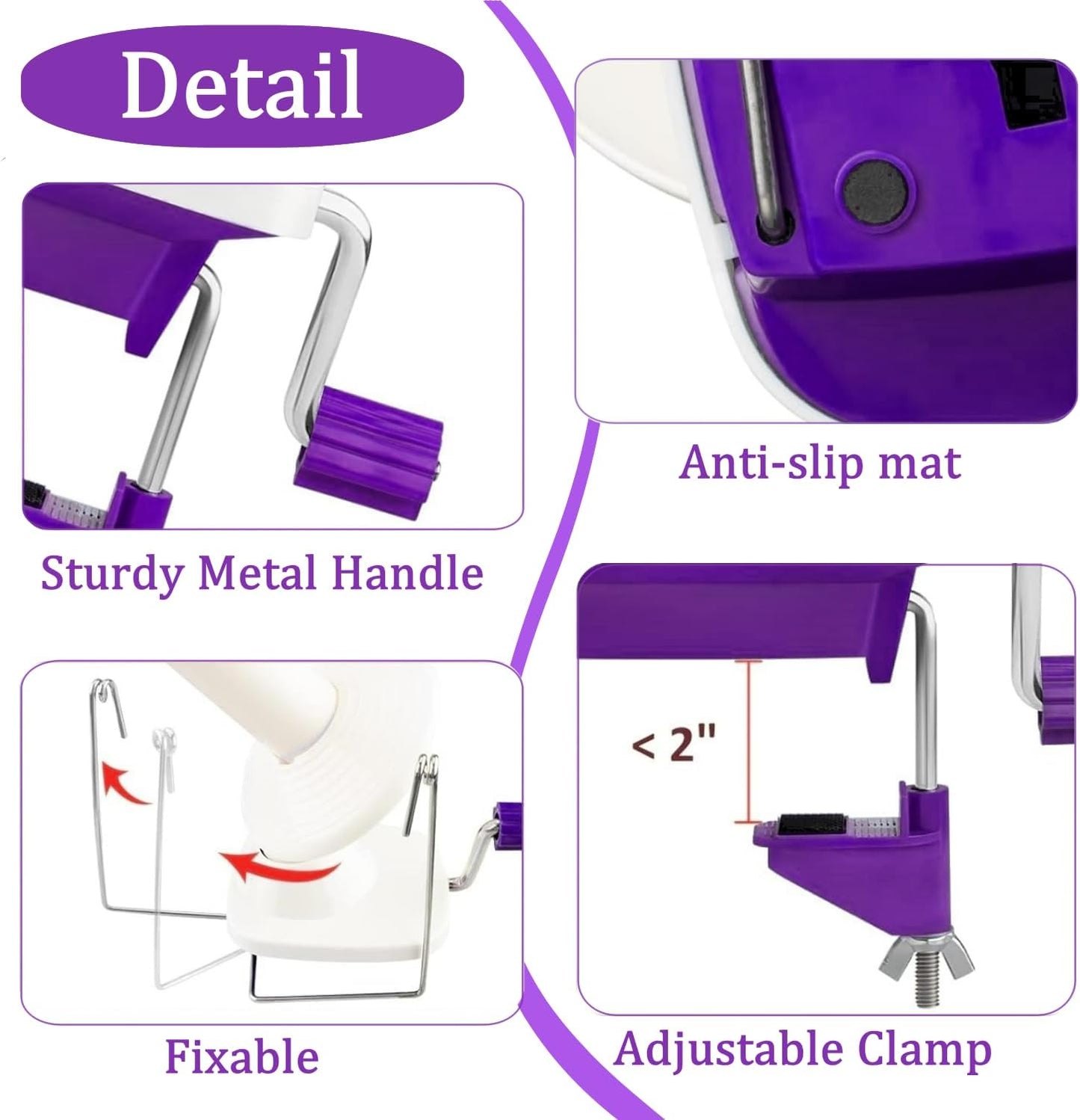 Yarn Ball Winder, Weaving Ball WinderNeedle Craft Yarn Ball Winder,The Helper for Knitting Enthusiast,Sturdy with Metal Handle and Tabletop Clamp, with 4 Size Pom Pom Makers+1PS Scissors