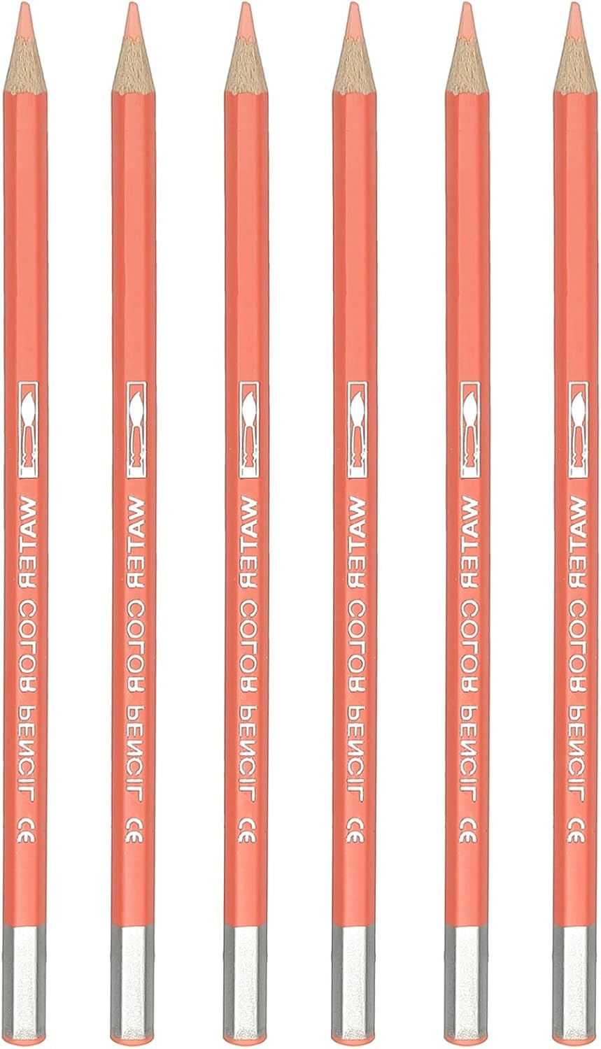 PATIKIL Watercolor Pencil, 6Pcs Water Soluble Pencils for Blending, Coloring, Sketch Drawing, Painting, Light Orange Red