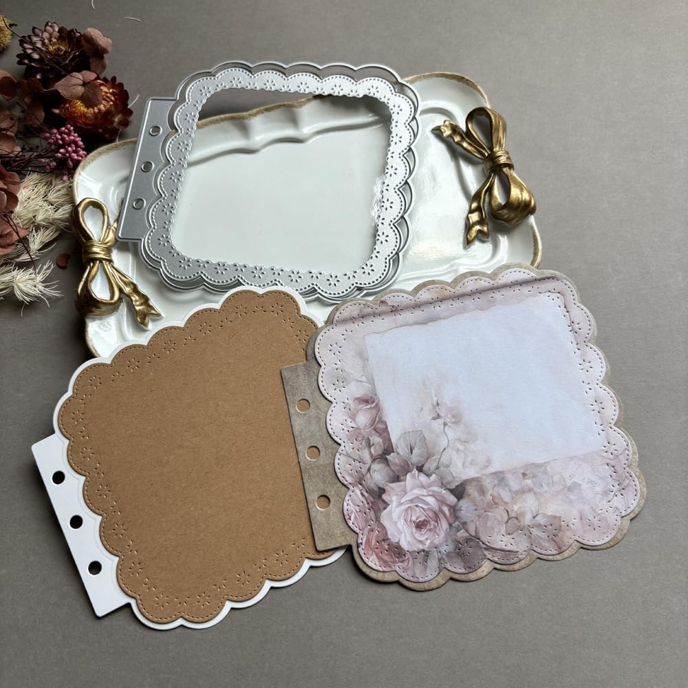 Square Lace Loose-Leaf Die Cuts for Card Making, Background Cutting Dies DIY Album Scrapbooking Decor Paper Craft Metal Die Cuts Party Wedding Decorations