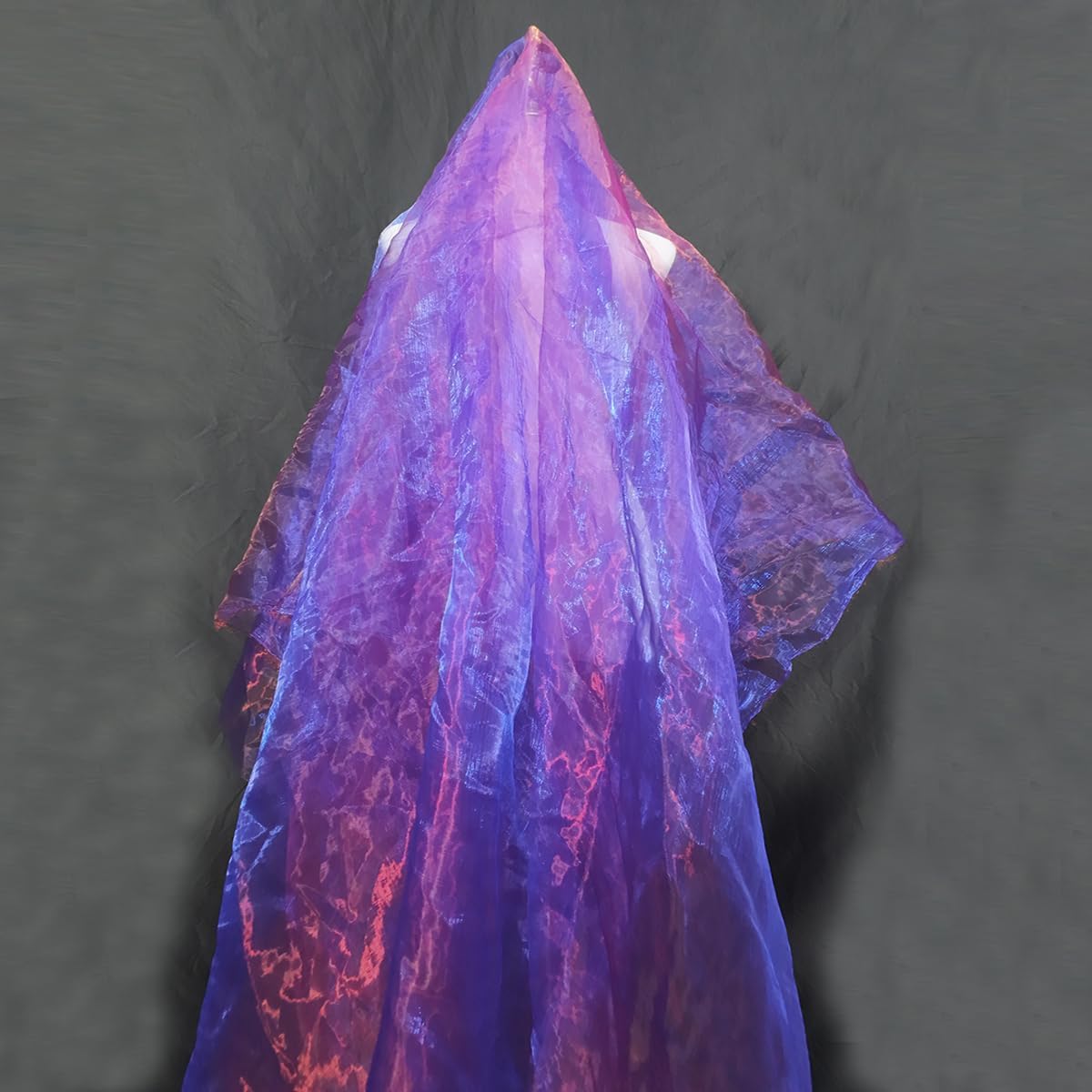 Two-Tone Iridescent Holographic Organza Fabric - 11 Yards by The Yard | Lightweight Sheer Tulle | for Wedding Dresses, Party Decor, DIY Crafts, Shiny Backdrops(Royal Blue with red)