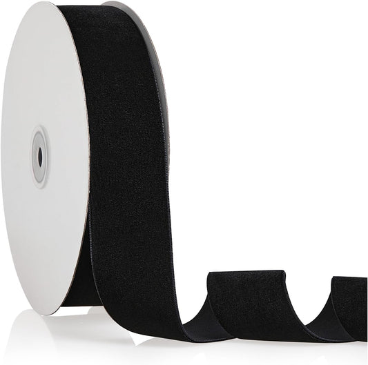 1.5" X 20 Yards Black Velvet Ribbon for Christmas Tree Wreath Decoration Handmade Crafts Ornaments Gift Wrapping & Bow Making