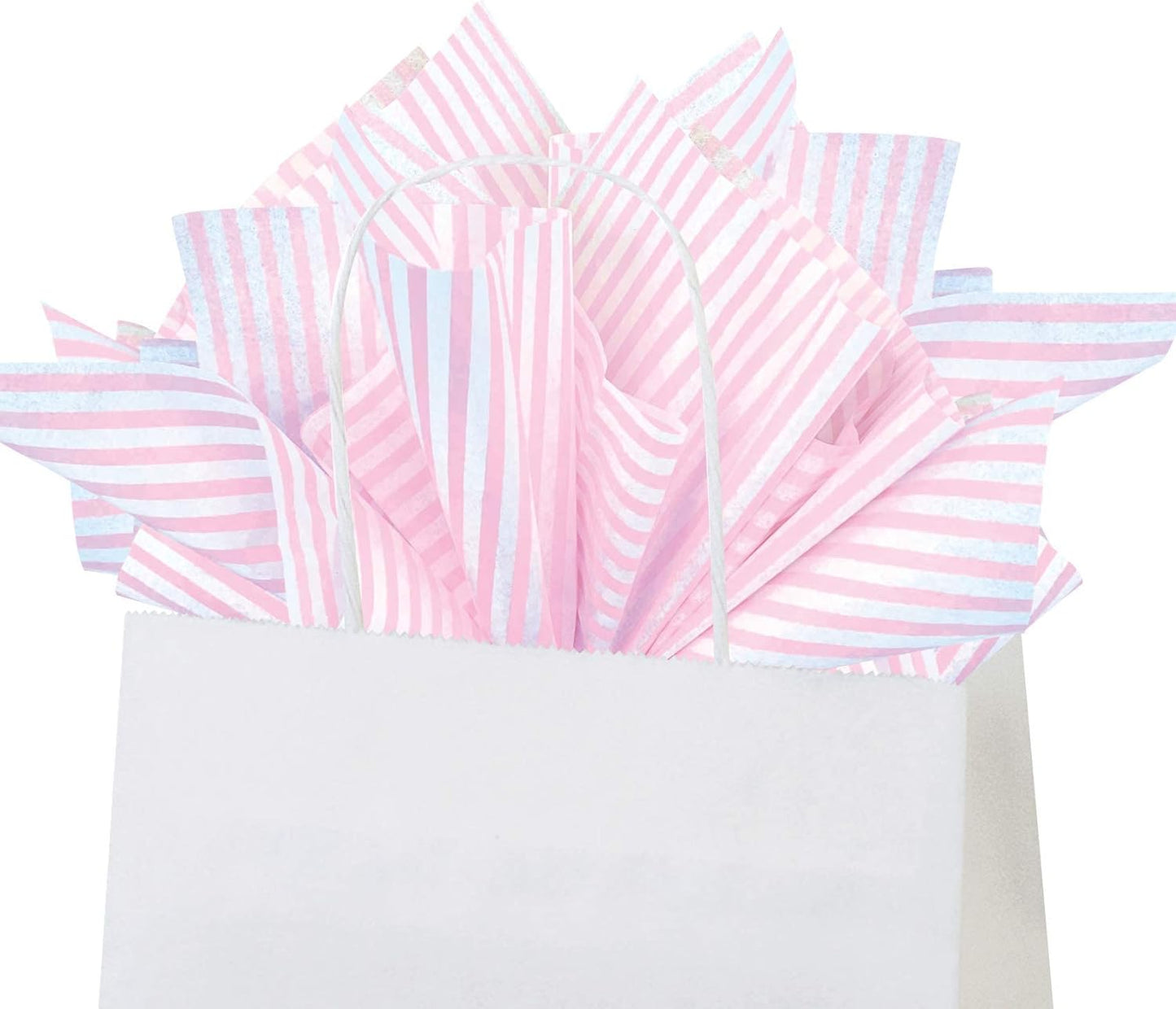 Flexicore Packaging Light Pink Pin Stripe Print Gift Wrap Tissue Paper Size: 15 Inch X 20 Inch | Count: 10 Sheets | Color: Light Pink Pin Stripe