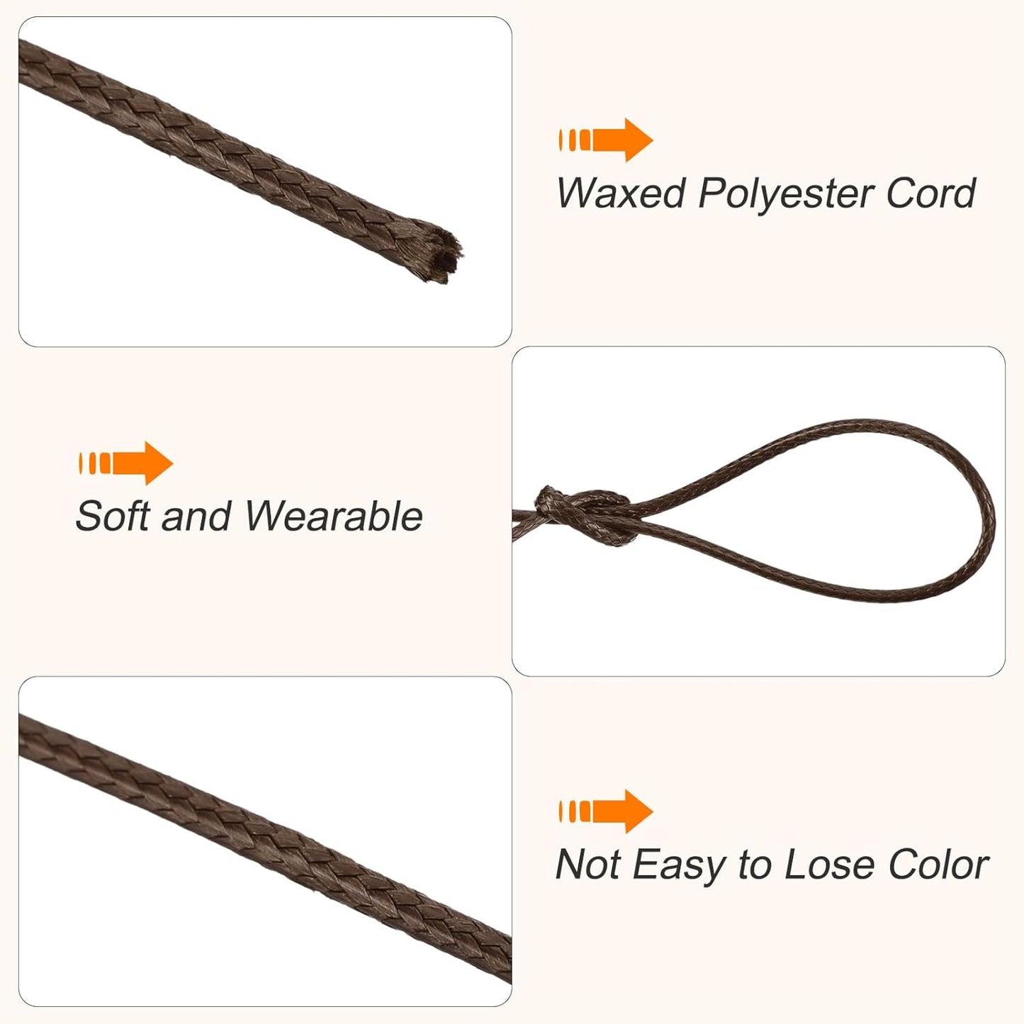 MECCANIXITY Waxed Cord 2mm Waxed Polyester Cord 11 Yard Wax String for Bracelet Making,Necklaces, Beading,Jewelry Making and DIY Crafts(Dark Coffee)