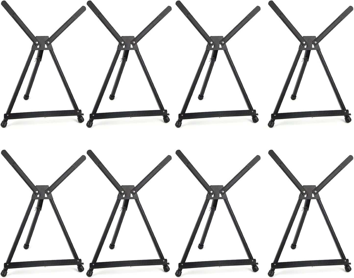 Falling in Art Aluminum 15" to 21" Tabletop Easel Display, Black Tripod with Rubber Feet, Holds Canvas, Paintings, Books, Photos, Signs (8 Pack)