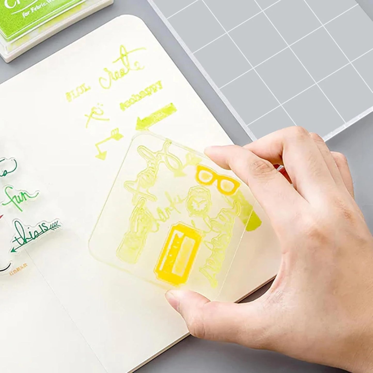 6Pcs Acrylic Stamping Block, Clear Acrylic Block for Stamping, Stamp Block Decorative Stamp Block for Scrapbooking Crafts Making