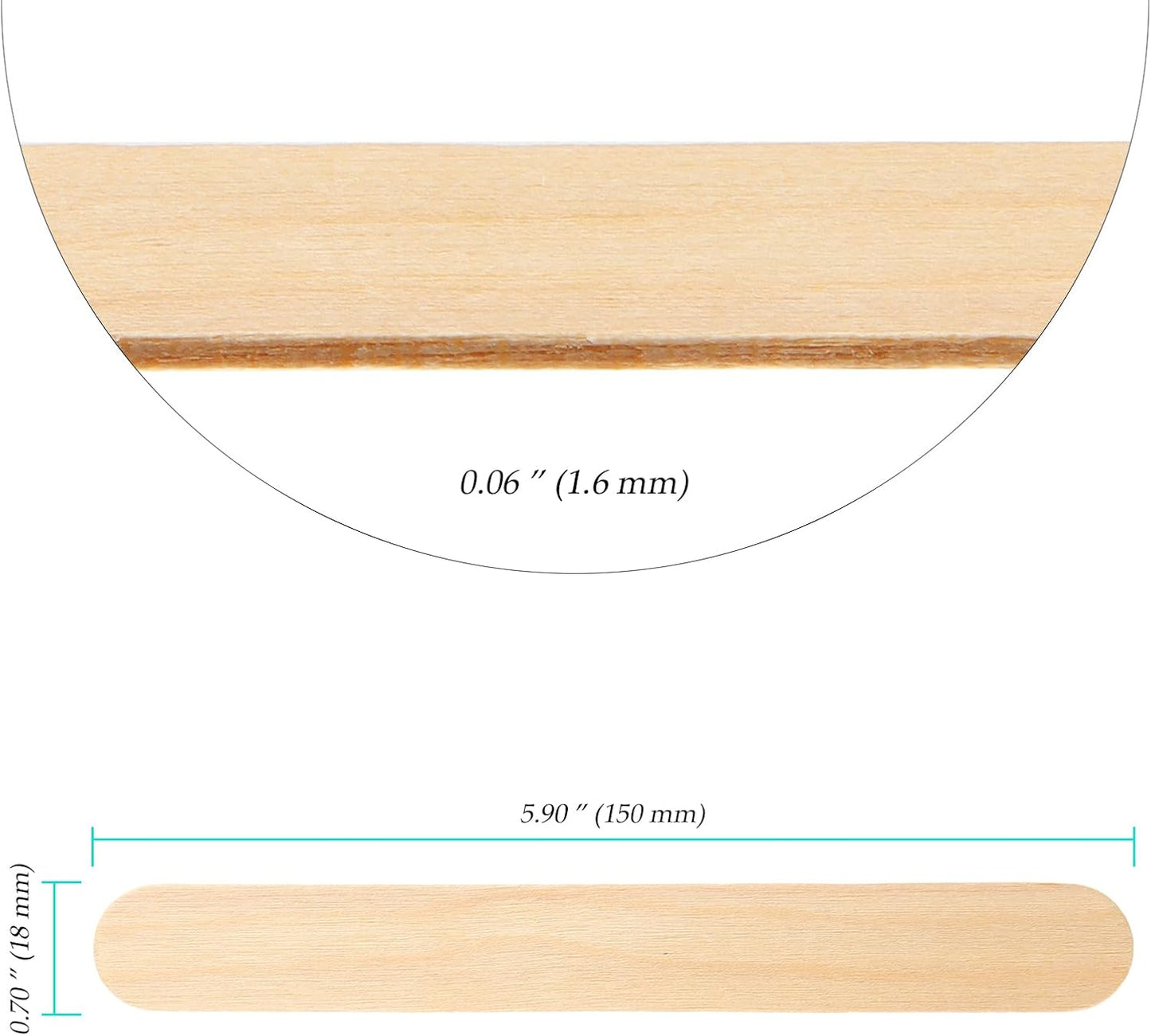 Wooden Craft Sticks, 6 Inch, 1800 Pieces, Jumbo Wood Ice Pop Sticks for Waxing, Stirring, Plant Labels, Ice Cream, Craft Project