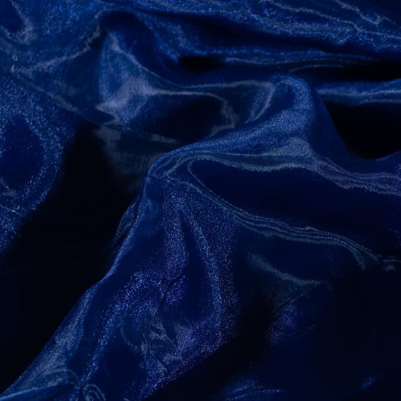 Fynite Navy Blue Organza Fabric by The Yard | 10 Yard Long | 44" Wide | Bridal Soft Sheer Organza Tulle for DIY Wedding Dress Fashion Craft Decorations