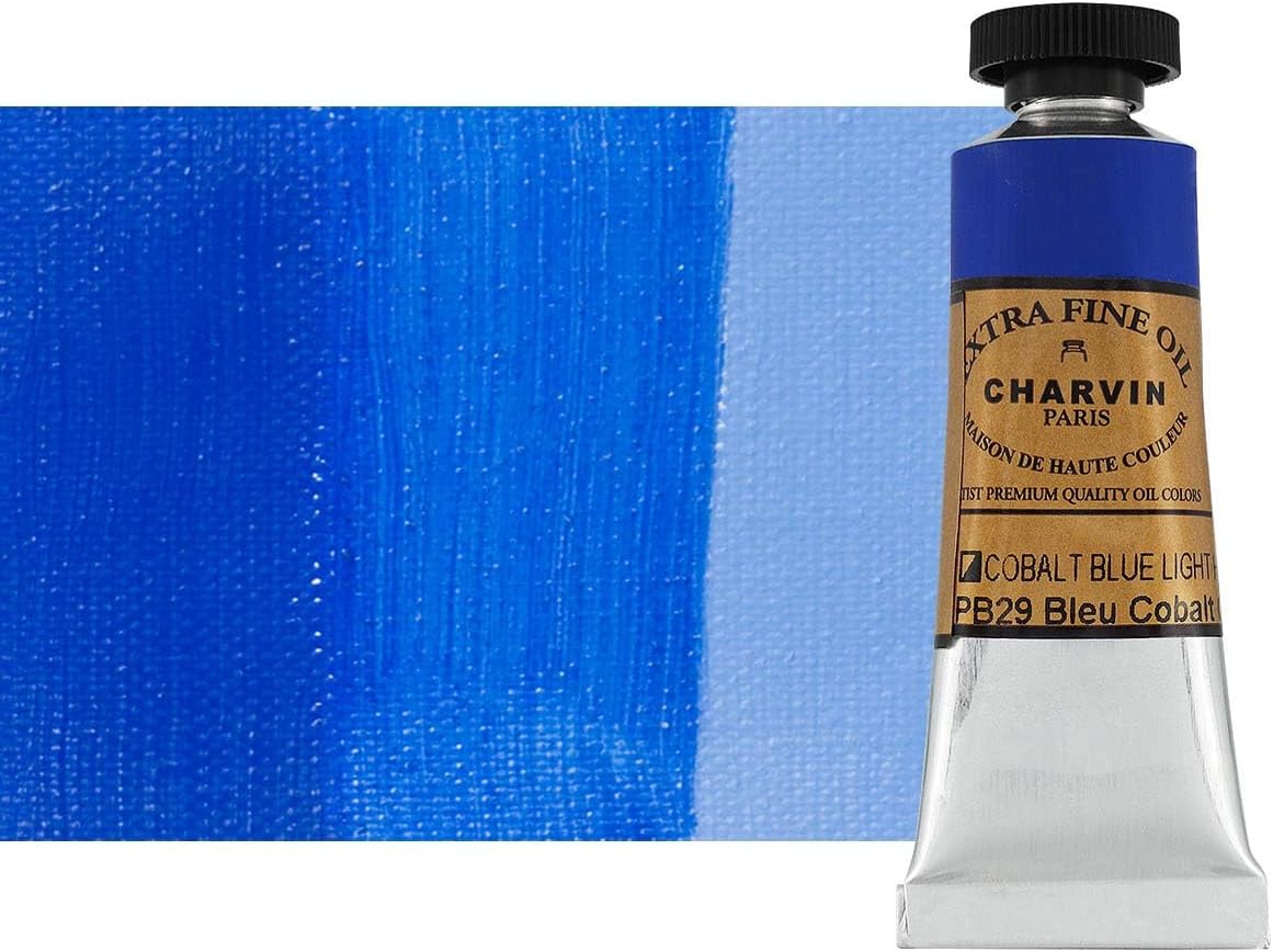 Charvin Extra Fine Oil Paint, Cobalt Blue Light Hue 20 mL - Triple-Milled, Rich Texture, Poppy Oil-Based, Light-Fast, Handmade, Archival Quality