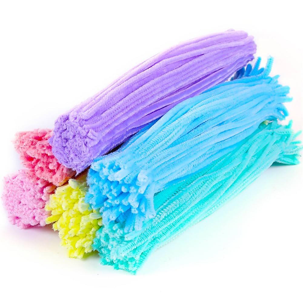 100 Pieces Pipe Cleaners Chenille Stem, Pastel Candy Color Pipe Cleaners Set for Pipe Cleaners DIY Arts Crafts Decorations, Chenille Stems Pipe Cleaners (Blue)