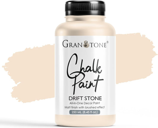GRANOTONE Chalk Paint for Furniture | Matt-Finish Water-Based Acrylic Paint for Wood, Walls, Metal, Glass, Paper, Fabric Canvas | Maximum Coverage Chalk Paint for Kids & Adults, 250 Ml (DRIFT STONE)