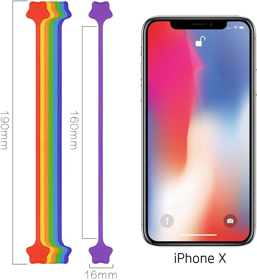 7Colors-21Pack Reusable Silicone Twist Ties, 7.48'' Magnetic Cable Ties with Strong Magnet for Organizing Cables, Hanging Stuff, USB Cords,Fridge Magnets, Used in Many Ways or Just for Fun