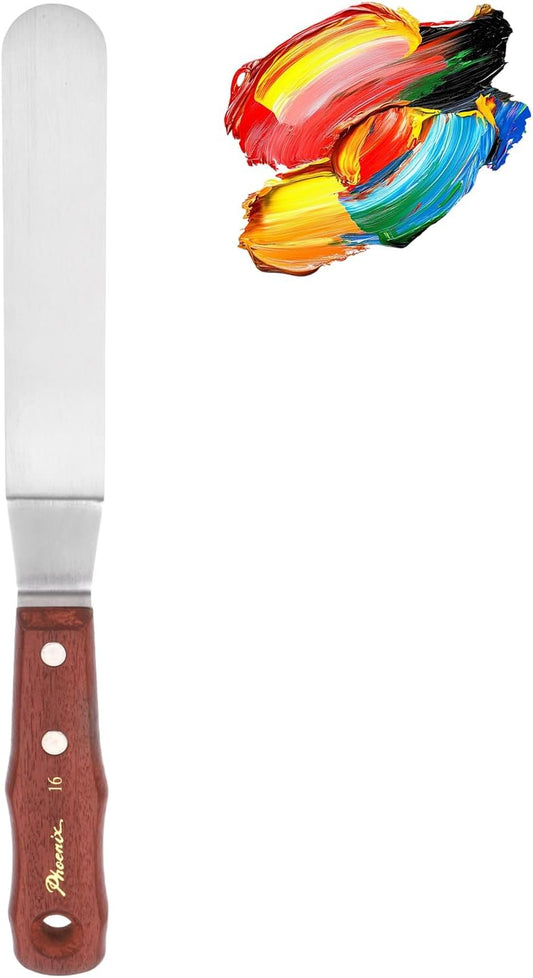 MECCANIXITY Pack of 1 Large Palette Knife No.16, 11.8" Long Palette Knives with Stainless Steel Flexible Spatula Pallet Knife and Wood Handle for Scraping, Mixing, Oil Acrylic Painting Canvas