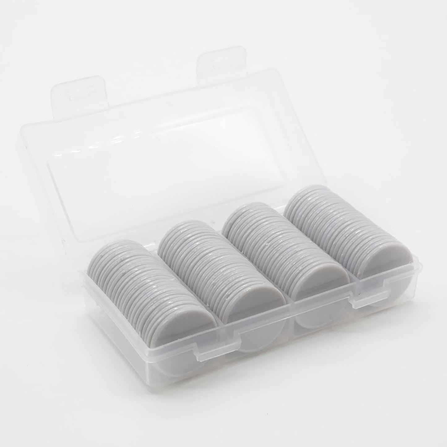 Set of 100 Opaque Plastic Learning Counters Mini Poker Chips Game Tokens with Storage Box (LightGray, 1.26 Inch)