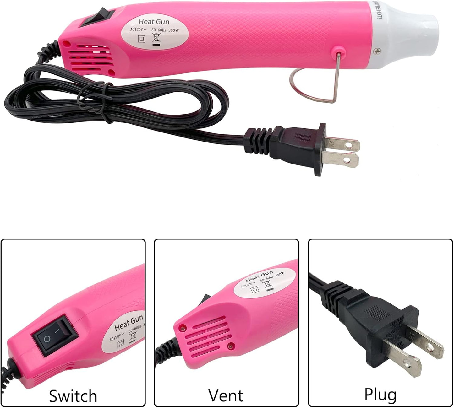 Heat Gun, Mini Hot Air Gun for DIY Crafts Portable Heat Air Gun Tool for Embossing Shrink Wrapping Drying Paint