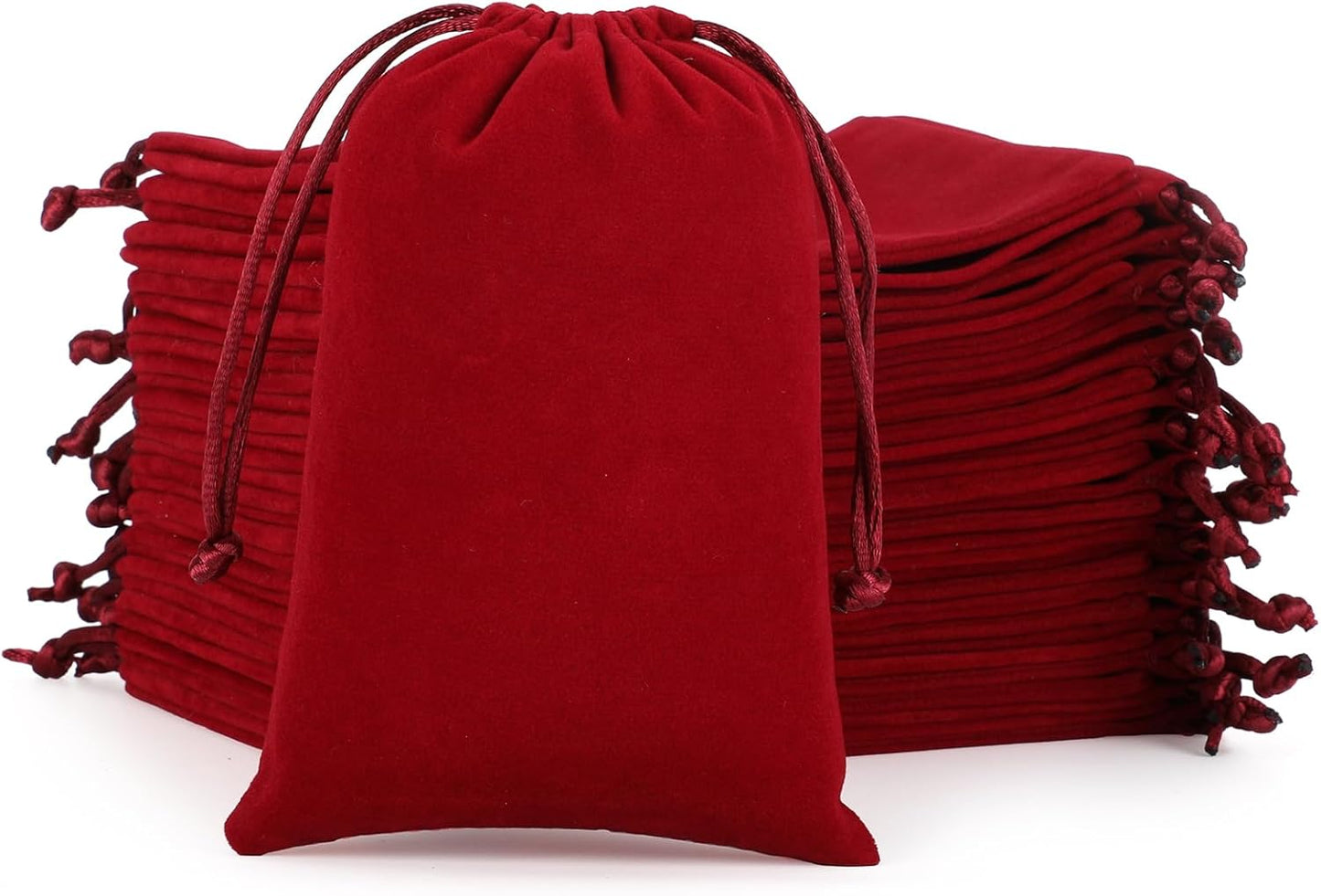 Velvet Drawstring Jewelry Bag, 50Pcs Wine Red Coin Pouch, 4x6 Tarot Card Holder For Wrapping Halloween Party Favors, Small Jewelry, Small Bussiness, Palm Crosses, Customers, For Church
