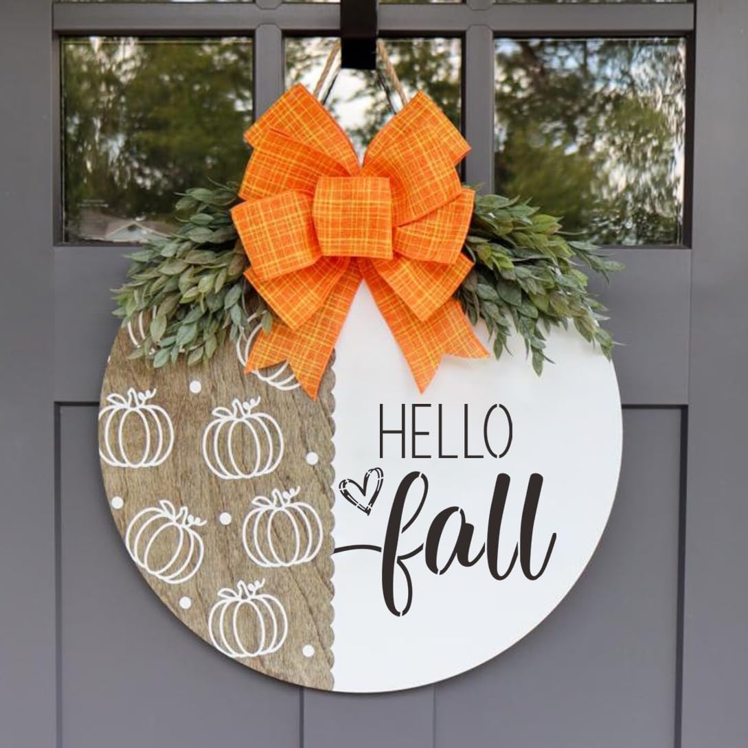 Fall Stencils for Painting on Wood Thanksgiving Stencils Autumn Hello Pumpkin Happy Harvest Stencil for Door Mats Fabrics Porch Hanger Decor