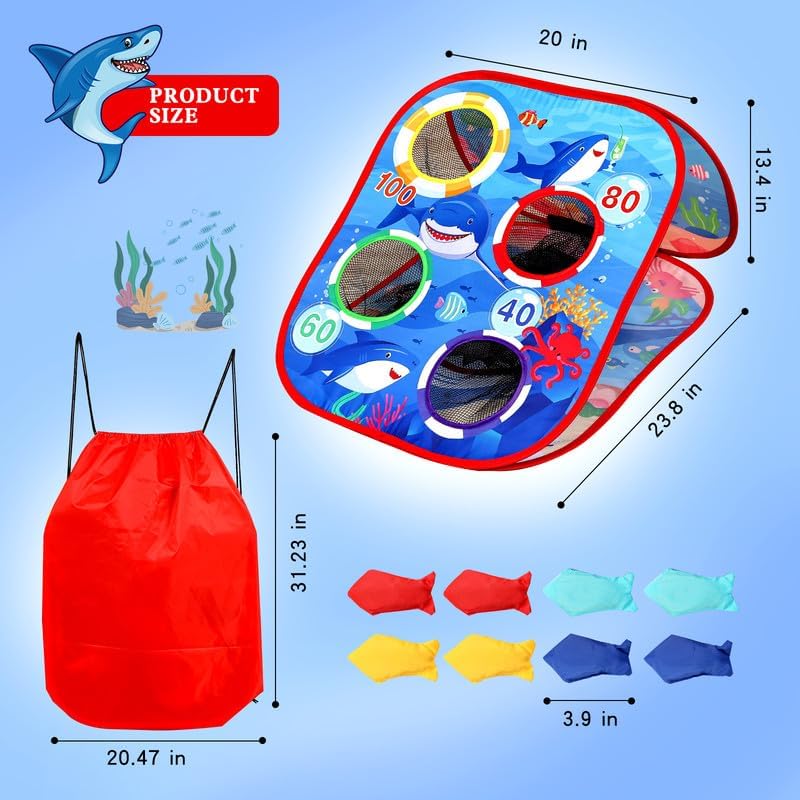 Bean Bag Toss Game for Kids/Double-Sided Foldable Cornhole Board/Backyard Beach Yard Outdoor Toys for Kids Ages 4-8/5-Second Setup/Party Supplies for Kids