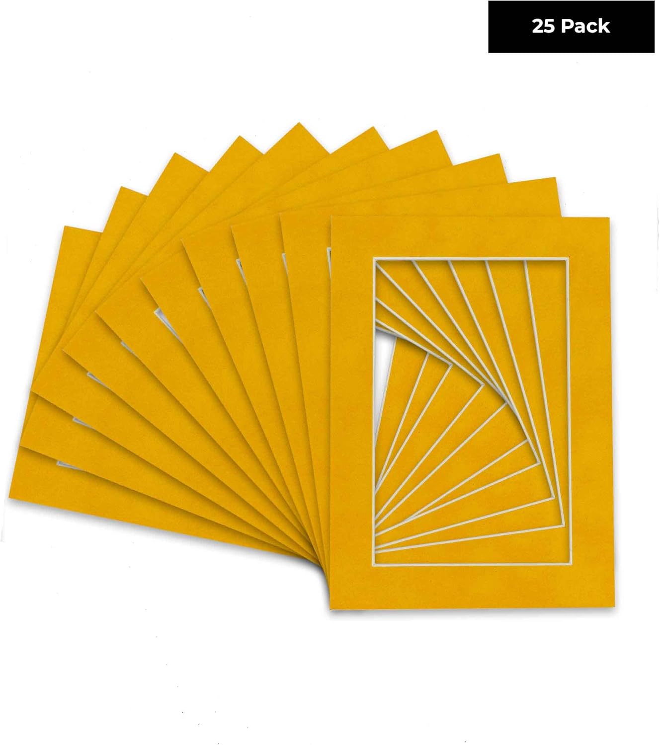 Pack of 25 Acid Free 11x14 Mats Bevel Cut for 8.5x11 Photos - Bright Yellow Precut Matboards For Pictures, Photos, Framing - 4-ply Thickness