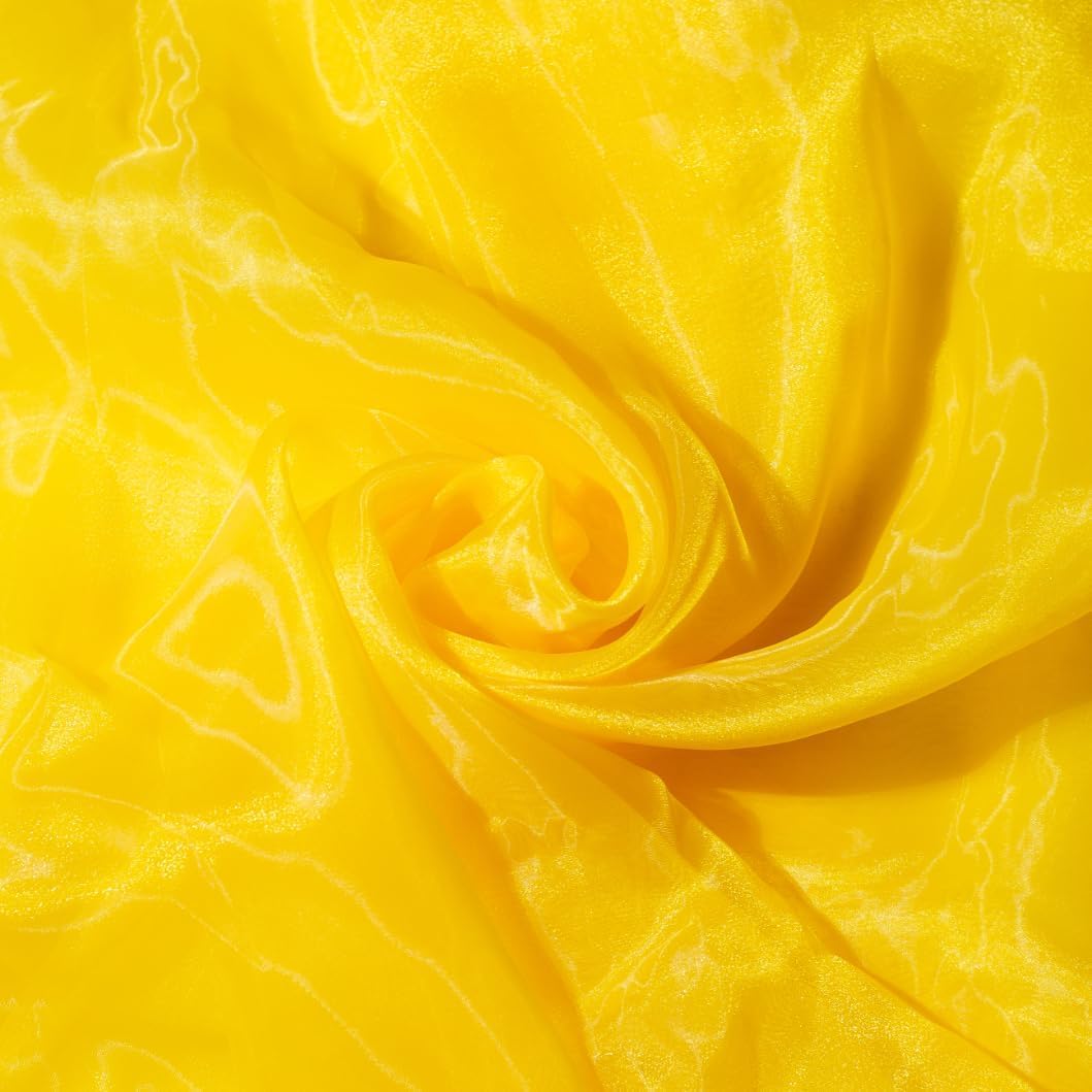 Organza Fabric 10 Yard Bridal Solid Sheer Bolt for Home Décor, Table Décor, Bridal, Fashion, Crafts, Decorations Silky Shiny Organza 44" - (10 Yard, Yellow)