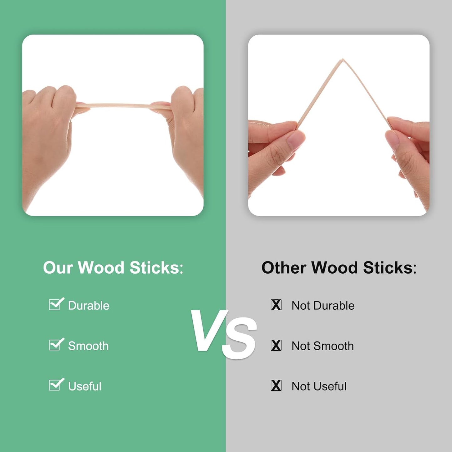 10-Pack Wood Square Dowel Rods, 13/64 x 12 Inch Unfinished Wooden Square Dowel Rod, Hardwood Square Dowel Sticks for Crafts/DIY Projects/Models Making [Wood Color]