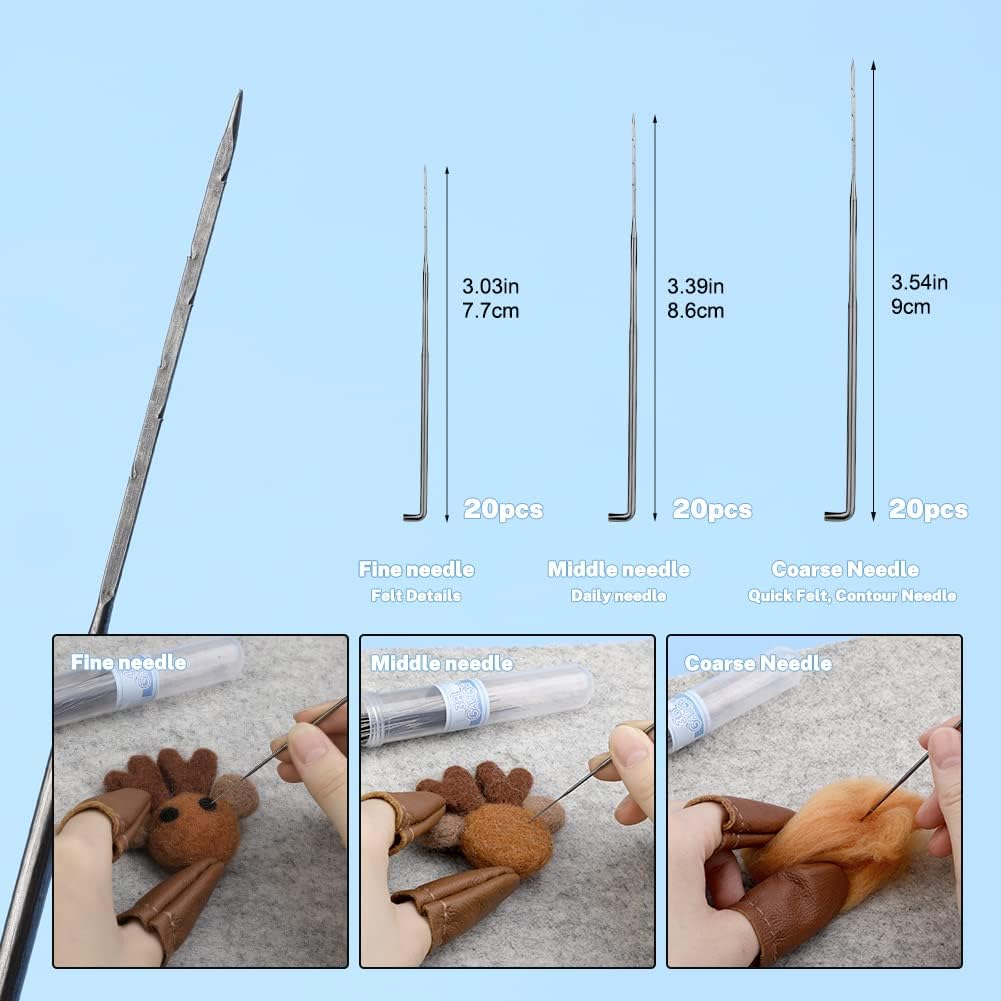 Mayboos Felting Kit with 8"x10" Mat, Needles for Wool & Leather Guards