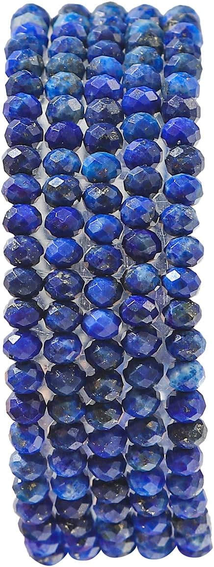 Natural Lapis Lazuli Beads 4x2mm 120pcs Faceted Rondelle Loose Semi Gemstone Beads for Jewelry Making Design