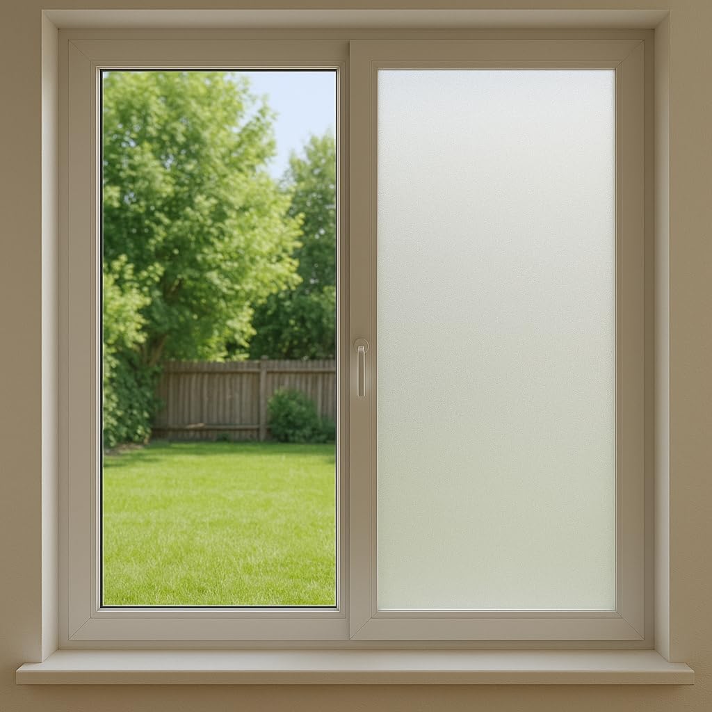 Rockrose Matte Frost Home Window Tint Film - Decorative Opaque Privacy Film Frosted for Home Offices Shower Door with UV Blocking - 60 in x 100FT - Matte Frost