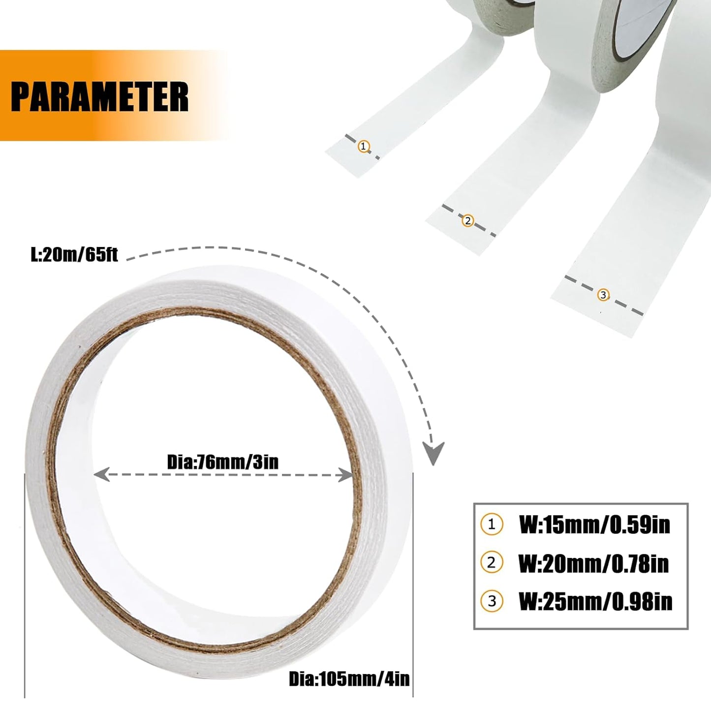 Double Sided Tape for Clothes, Fabric Tape, Double-Sided Hem Tape for Hemming, Clothing, Scrapbook Supplies, Gifts Box, Scrapbooking, Tear-by-Hand, 6 Roll Heavy Duty Multi-Size Adhesive Tape