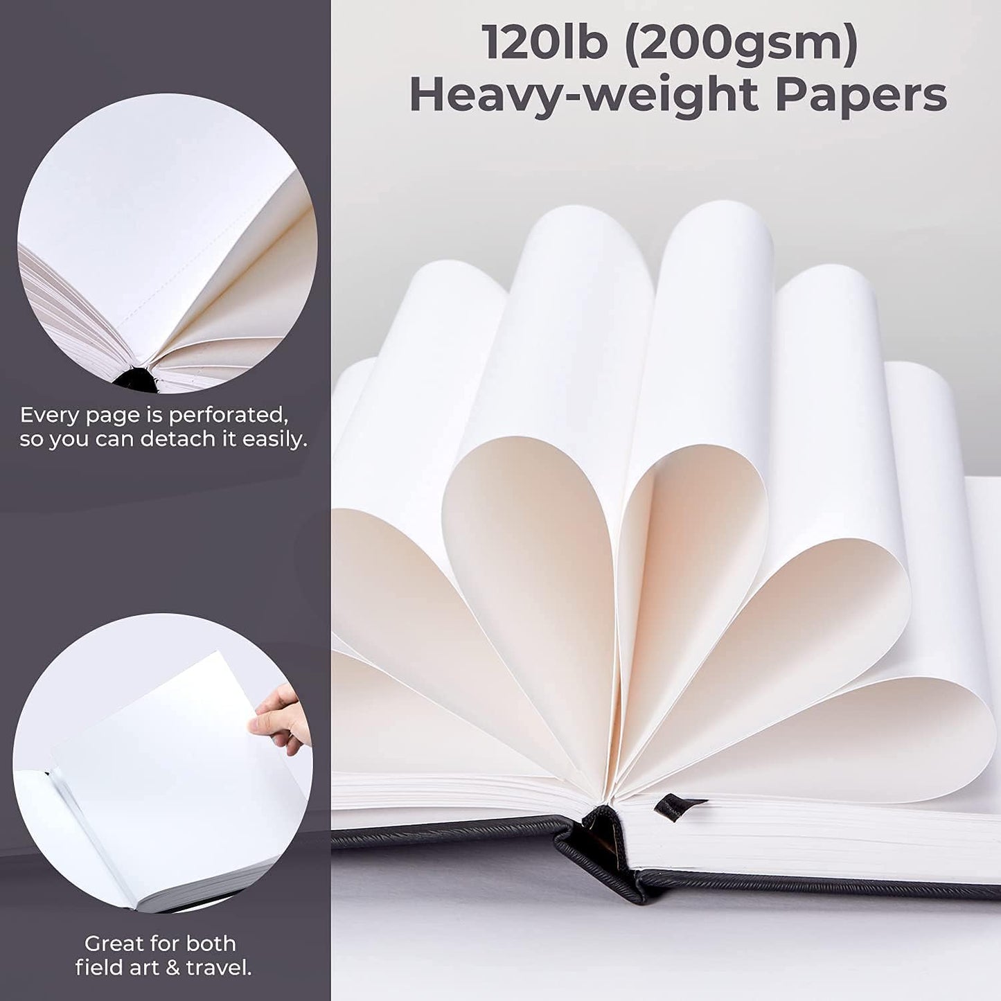 Ohuhu Mix Media Pad - 8.3"x8.3" Mixed Media Art Sketchbook, 120 lb/200 GSM Heavyweight Papers, 78 Sheets/156 Pages, PU Hardcover Mixed Media Paper Pad for Acrylic Painting Christmas Gift