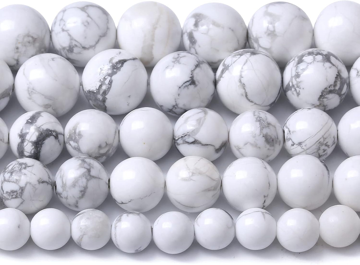 38pcs 10mm AAA Natural Stone Beads White Howlite Turquoises Round Loose Beads for Jewelry Making DIY Bracelet (White Howlite Turquoises, 10mm)